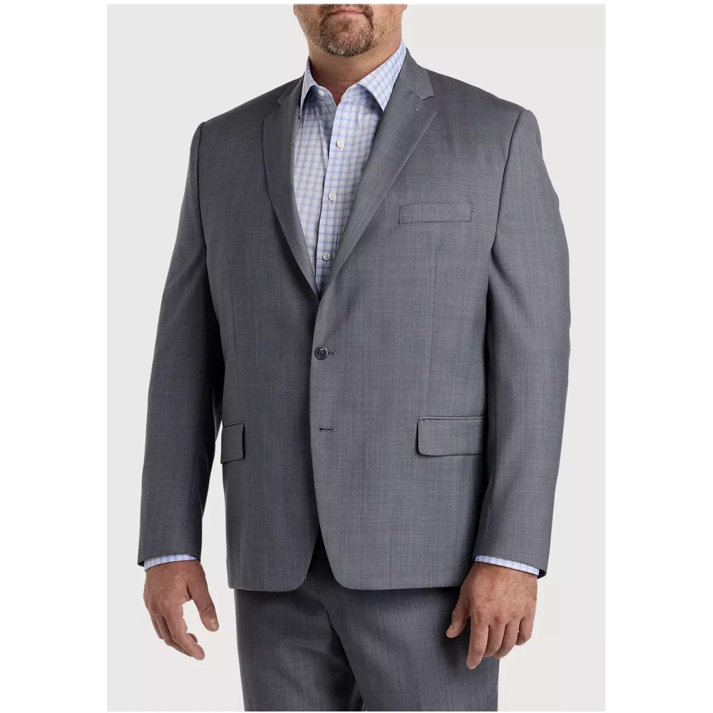 Michael Kors Mens Classic fit Wool Suit Jacket Blazer 52L Mid Grey Solid